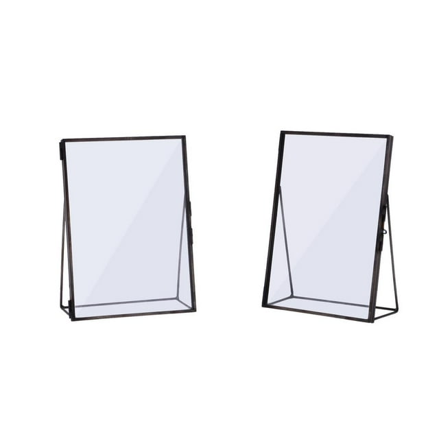 Abbracc 2 Pieces Vintage Brass and Glass, Metal Floating Desk Photo