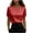 Red, variant on Women's Pearls Beaded Satin Tops Silky Smooth Crew Neck Short Sleeve Shirts Loose Fit Dressy Casual Solid Color Blouses L