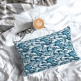 thumbnail image 5 of Goofa Ocean Waves Print Plush Throw Pillow Case, Soft Velvet with Hidden Zipper, Decorative Cushion Cover for Sofa, Bed, Car, and Home Décor-16"x24", 5 of 6