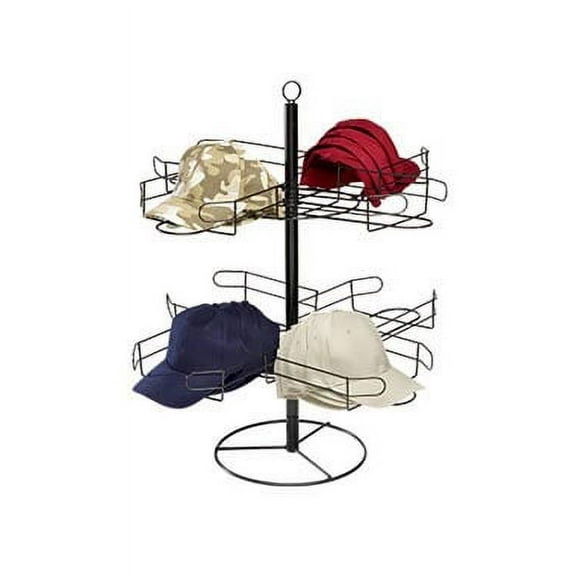 SSWBasics 2-Tier Rotating Hat Display Stand - Countertop Hat Stands for Display with Cap Rack - Ideal for Organized Hat Display in Retail Stores and Homes