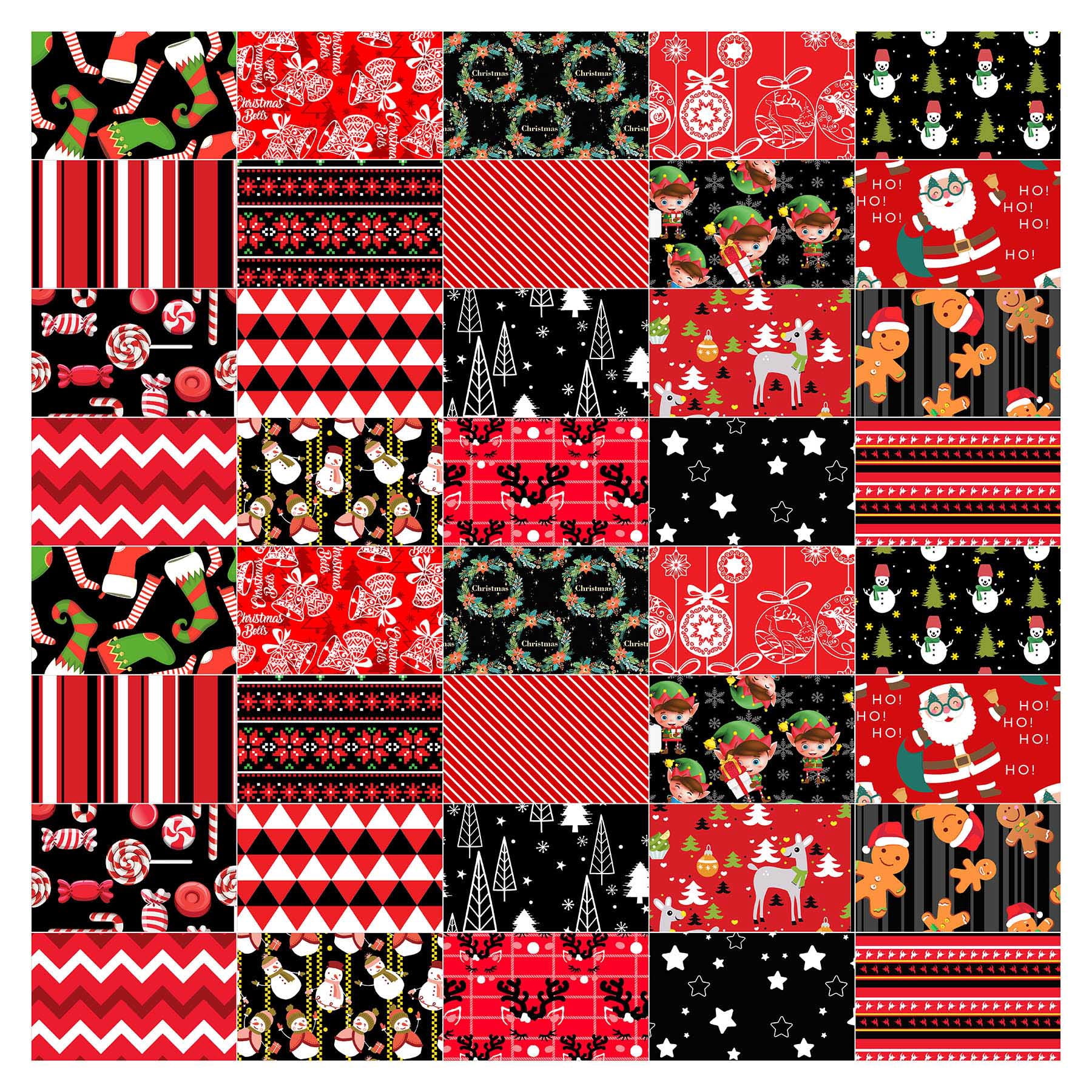 Soimoi Christmas Theme Print Precut 10-inch Cotton Fabric Quilting Squares Charm Pack DIY Patchwork Sewing Craft