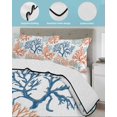 thumbnail image 4 of Quilts Full Size, Ocean Coral Soft Comforter Bedding Set for Bed, Coastal Orange Blue Green Nature Abstract Lightweight Quilted Bedspread with Pillow Cover(2 Pieces) for All Season, 78x90 Inch, 4 of 6