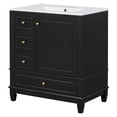 thumbnail image 3 of Christopher Knight Home 30" Bathroom Vanity with Ceramic Sink, Multifunctional Storage, Soft Close Door, Black, 3 of 13