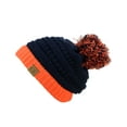thumbnail image 2 of C.C Unisex College High School Team Color Two Tone Pom Pom Knit Beanie Hat, 2 of 2