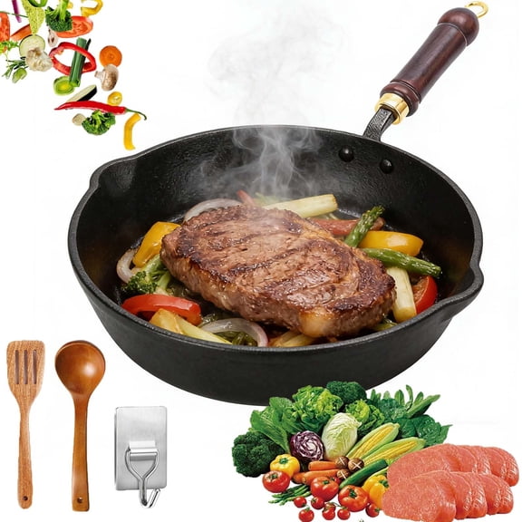 Japanese Cast Iron Wok, 9.5inch Hand Hammered Uncoated Carbon Steel Wok Pan, Flat Bottom Deep Frying Cookware for Electric, Induction & Gas Stoves (No lid, 9.5inch)