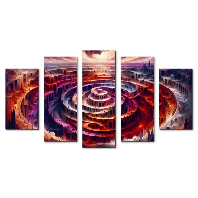 Cuadro decorativo Cuadros Abigail para sala recamara Abstracto El Infierno La Divina Comedia Set de 5 piezas