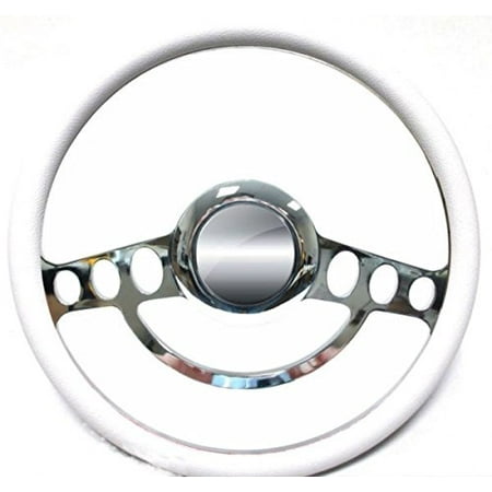 - Hot Rod Street Rod Rat Rod Chrome & White Steering Wheel 4 Flaming River Column