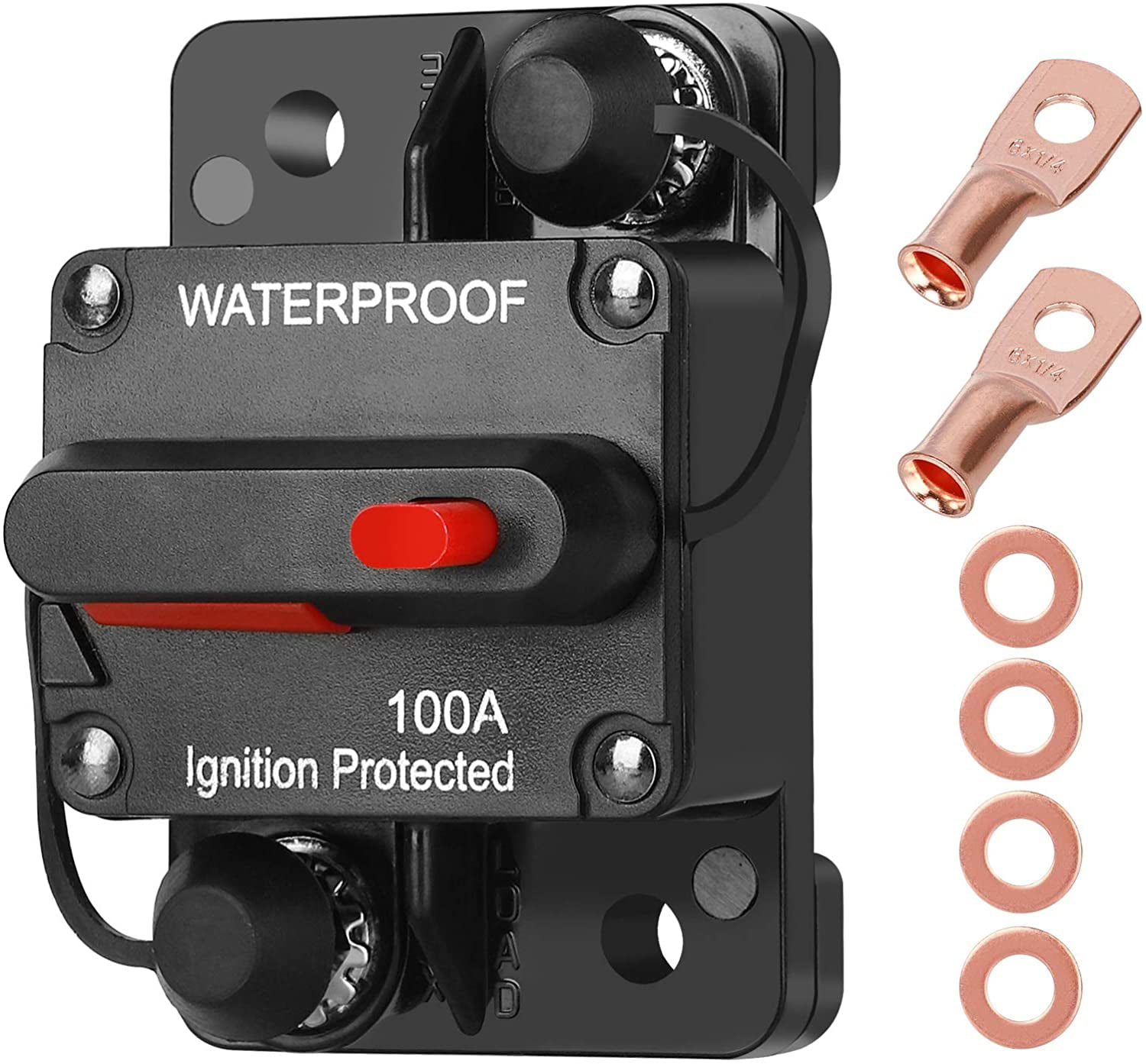 200 Amp Waterproof Circuit Breaker,with Manual Reset,12V-48V DC,30A-300A,for Car Marine Trolling Motors Boat ATV Manual Power Protect Audio System Current Overload Protection 