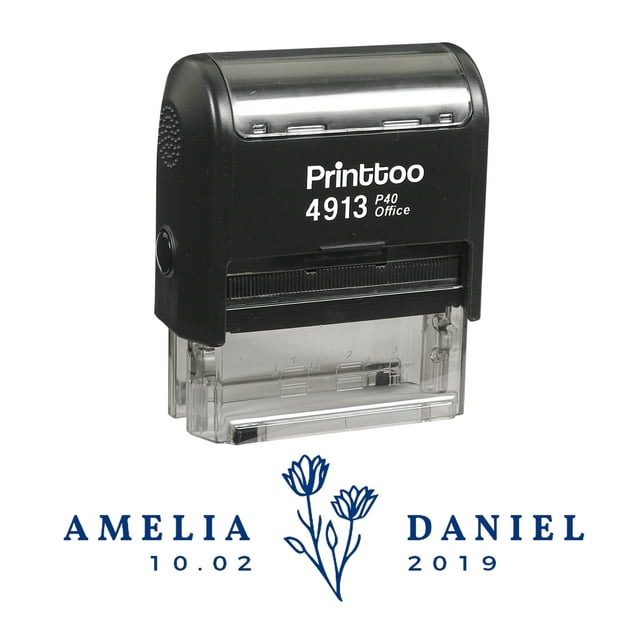 Printtoo Personalized Blue Self Inking Save The Date Custom Wedding Favor Rubber Stamper-58 x 22 mm