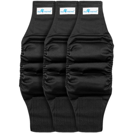 UPC: 0682198767561 | Paw Inspired Reusable Male Dog Wraps Belly Bands Diapers for Dogs| Washable Male Dog Diapers Male Doggie Puppy Pet Diapers| Dog Wrap Diaper Cover  Incontinence (X-Small (3ct)  Black (Black Lining))