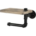 thumbnail image 1 of Bathroom Toilet Paper Holder Wood Shelf Rustic Tissue Roller Dispenser, 1 of 5