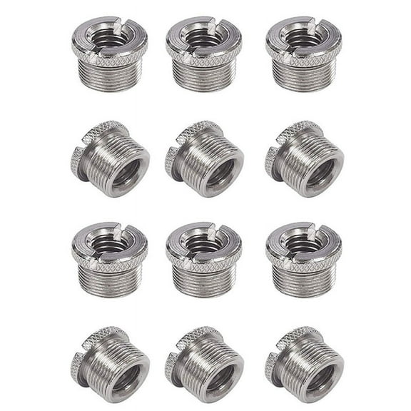 12 Pcs 5/8 Inch Male to 3/8 Inch Female Mic Converter Threaded Screw Adapter with Knurls for Microphone Stands Mounts