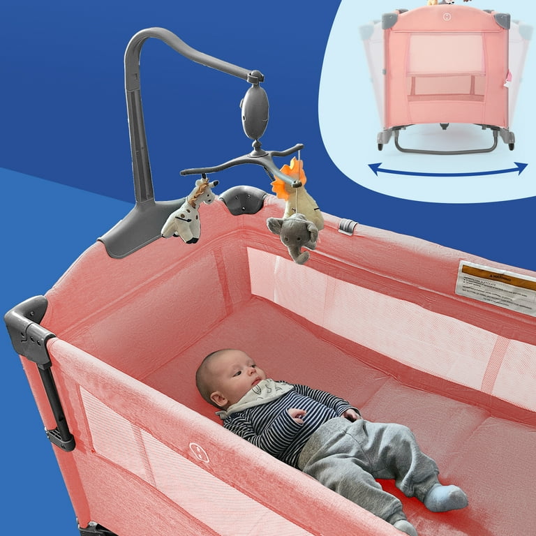 HARPPA 5 in 1 Portable Playard and Bassinet for Girl from