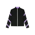 thumbnail image 6 of Hansber Girls Ice Skating Costume Dance Jacket Kids Sports Zip Up Coat Long Sleeve Yoga Pullover Tops Light Purple 10, 6 of 7