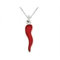 thumbnail image 1 of Red Enamel Italian Horn Pendant Necklace in Sterling Silver, 1 of 3