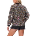 thumbnail image 3 of INSPIRE CHIC Sequined Shiny Jackets for Women's Long Sleeve Party Zipper Blazer Bomber Jacket XL Multicolor, 3 of 6