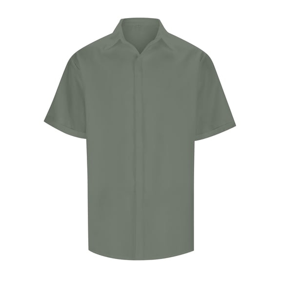 QHFBli Mens Short Sleeve Dress Shirts Solid Color Regular Fit Shirt Casual Button Down Business Shirts with Pocket