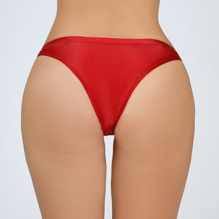 Ukumplol Panties for Women Womens Underwear Underpants for Women s Silky Shiny Low Waist Briefs Transparent Underwear Underpants for Women Womens Panties Red L