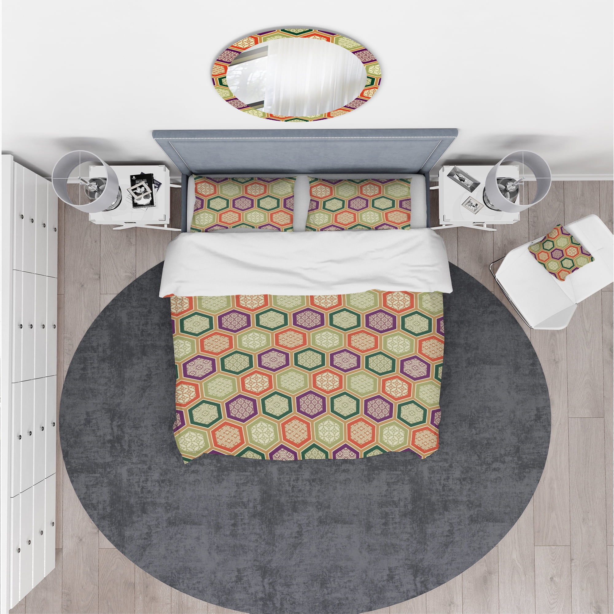 Designart 'Traditional Japanese Pattern' Modern & Contemporary Duvet Cover Set