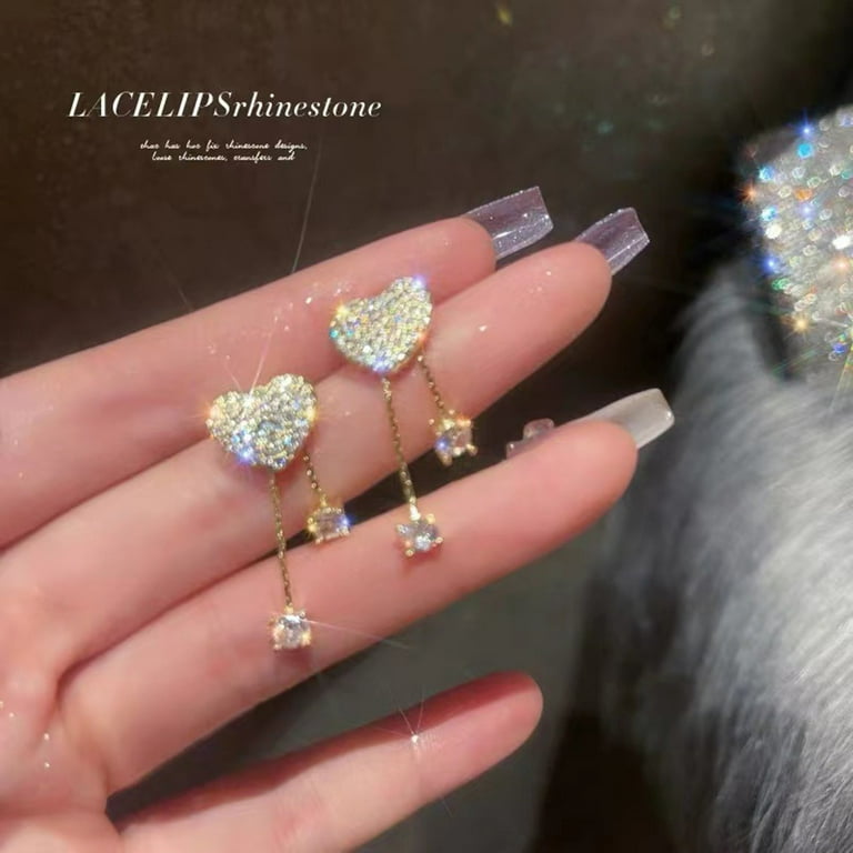KI-8jcuD Aretes Para Mujer Micro Encrusted Diamond Love