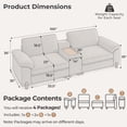 thumbnail image 2 of Modular Sectional Sofa with Removable Washable Covers, Oversized Deep Seat 2 Seater Loveseats with Console, Chenille in Light Gray, 2 of 9