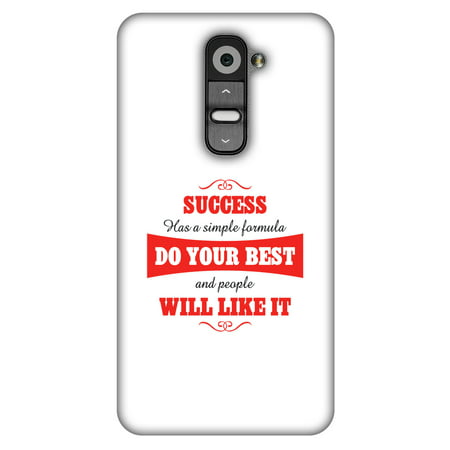 LG G2 D802 Case - Success Do Your Best, Hard Plastic Back Cover. Slim Profile Cute Printed Designer Snap on Case with Screen Cleaning