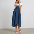 thumbnail image 4 of Ticikt Denim Jumpsuit Romper with Two Way Wear Style Loose Fit Ankle Length Overalls Casual Fashion Jumpsuit Pants,Color:Blue,Size:S, 4 of 8