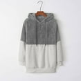 thumbnail image 3 of UAMVSH Women Fuzzy Fleece Hoodie Plus Size Trendy Color Block Warm Hooded Pullover Half Zip up Long Sleeve Sweatshirts with Drawstring(Medium,Gray), 3 of 6