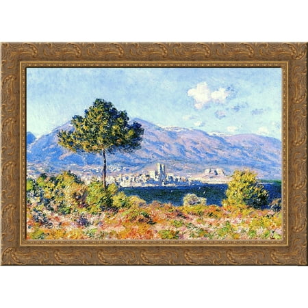 View of Antibes from the Plateau Notre Dame 24x20 Gold Ornate Wood Framed Canvas Art by Monet, Claude