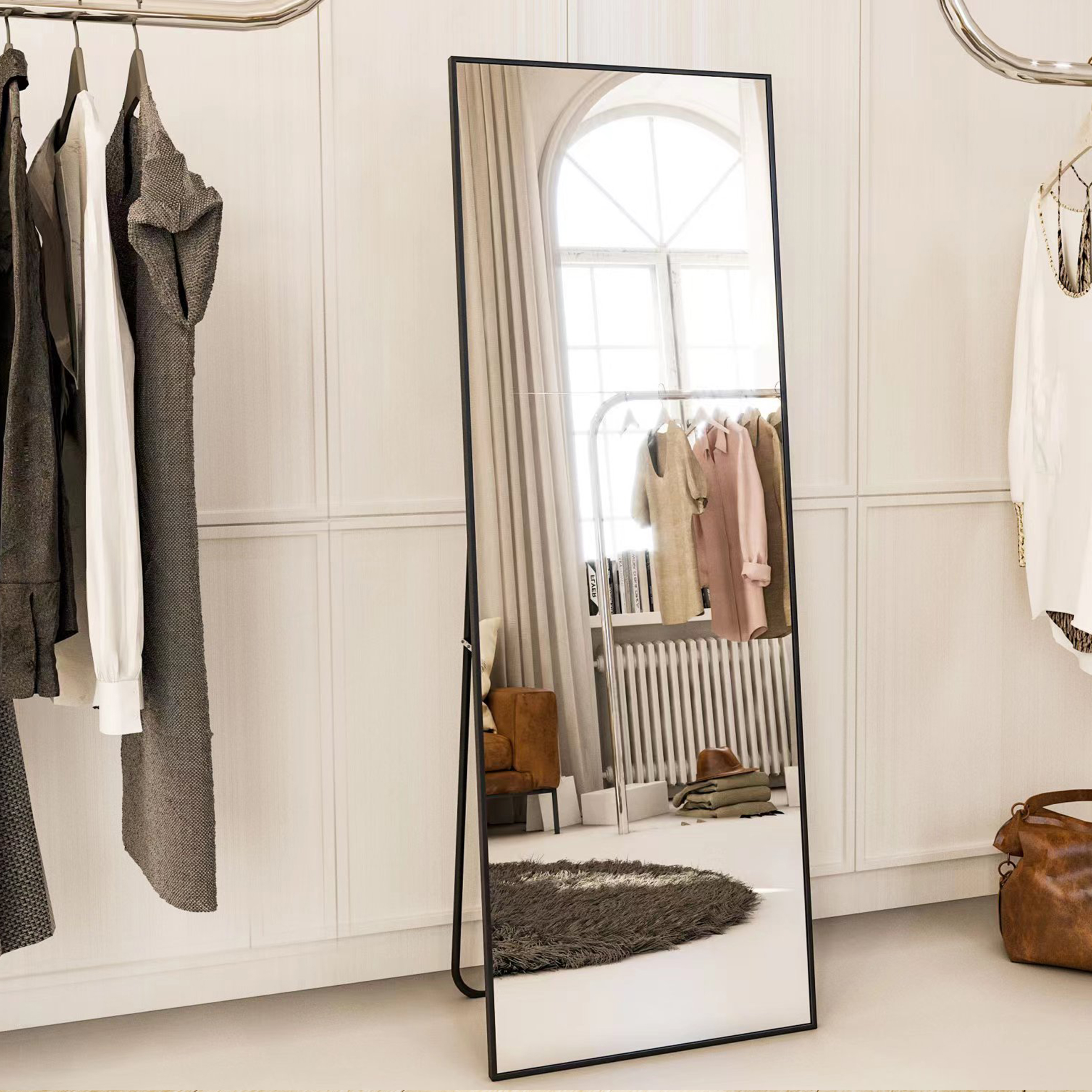 BEAUTYPEAK 64"x21" Full Length Mirror Rectangle Body Dressing Floor Standing Mirrors, Black - image 4 of 8