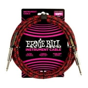 Ernie Ball 6394 10-foot Braided Red/Black 1/4" TS Straight/Straight Instrument Cable