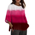 thumbnail image 1 of B91xZ Tops for Women 2024 Drop Shoulder Round Neck Tops Casual Solid Color Basic Tees,Hot Pink M, 1 of 4