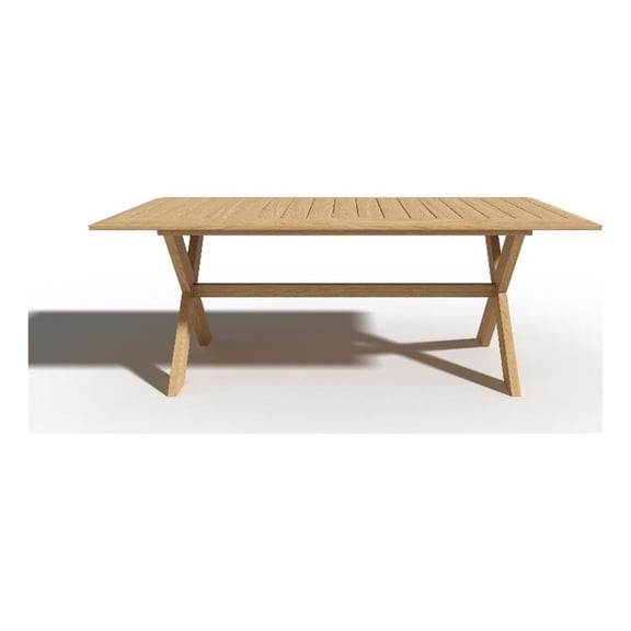 Pemberly Row 78.75-inch Rectangular Outdoor Teak Dining Table in Natural