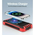 thumbnail image 3 of 2PK Power Bank Wireless Charger 46800mAh Built in 4 Cables Six Outputs 15W Fast Charging Power Bank for All Mobile Devices Three Inputs Solar Portable Charger with Dual Flashlights, Carabiner(Red), 3 of 7