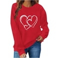 thumbnail image 2 of Feancey Valentine's Day Crewneck Sweatshirts for Women Love Heart Graphic Pullover Tops Soft Fleece Lined Long Sleeve Shirt Comfy Loose Sweatshirt Red L, 2 of 6