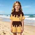 thumbnail image 2 of Bobifish Toddler Girls Summer Beach Outfit Sets Ice Cream Dripping Chocolate Print Short Sleeve Tee+Shorts Children Girls Sets, 2 of 4