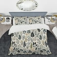 thumbnail image 2 of Designart "Monochrome World Of Botany II" Blue Plants Bedding Covert Set - Bohemian & Eclectic Bed Set With 2 Shams, 2 of 5