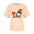 thumbnail image 4 of Valentine's Day Tshirt for Women Short Sleeve Crewneck Heart Graphic Print Pullover Top for Romantic Beige-2 S, 4 of 7