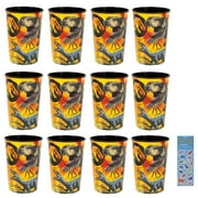Dino Party Pack - 12 Cups & Dino Sticker Sheet - Jurassic World 3 Birthday Supplies - Reusable Plastic Cups - Dinosaur Favor Bundle