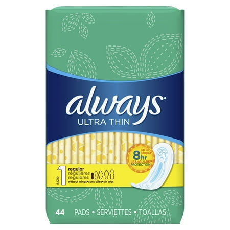 Always Ultra Thin, Size 1, Regular Pads, Unscented 44 Count
