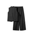 thumbnail image 4 of Oplxuo Women's Summer 2 Piece Blazer Sets Sleeveless V Neck Vest Straight Leg Pants 2025 Dressy Casual Work Outfits, 4 of 6
