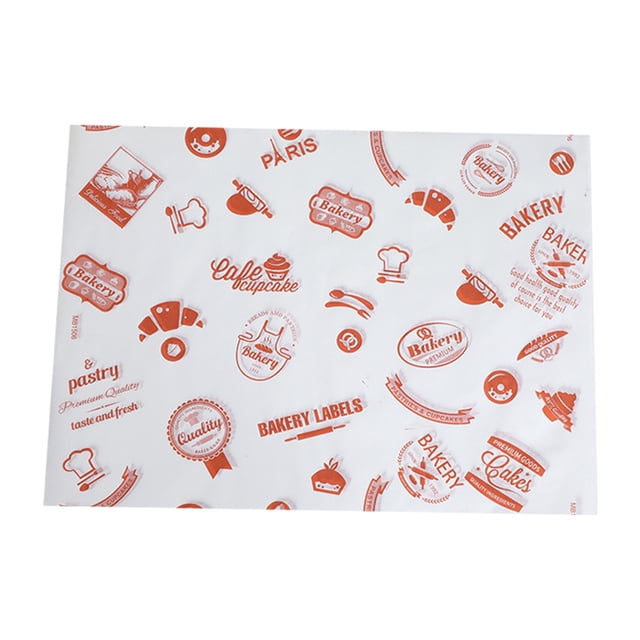 50 hojas de papel impreso para embalaje de alimentos, resistente al aceite, para pasteles, tartas, sándwiches, hamburguesas y papel de horno.
