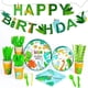 thumbnail image 1 of Plato de papel con forma de dinosaurio verde de dibujos animados, vaso de papel, mantel, cuchillo, tenedor, cuchara, decoración para fiestas, vajilla, 1 of 3