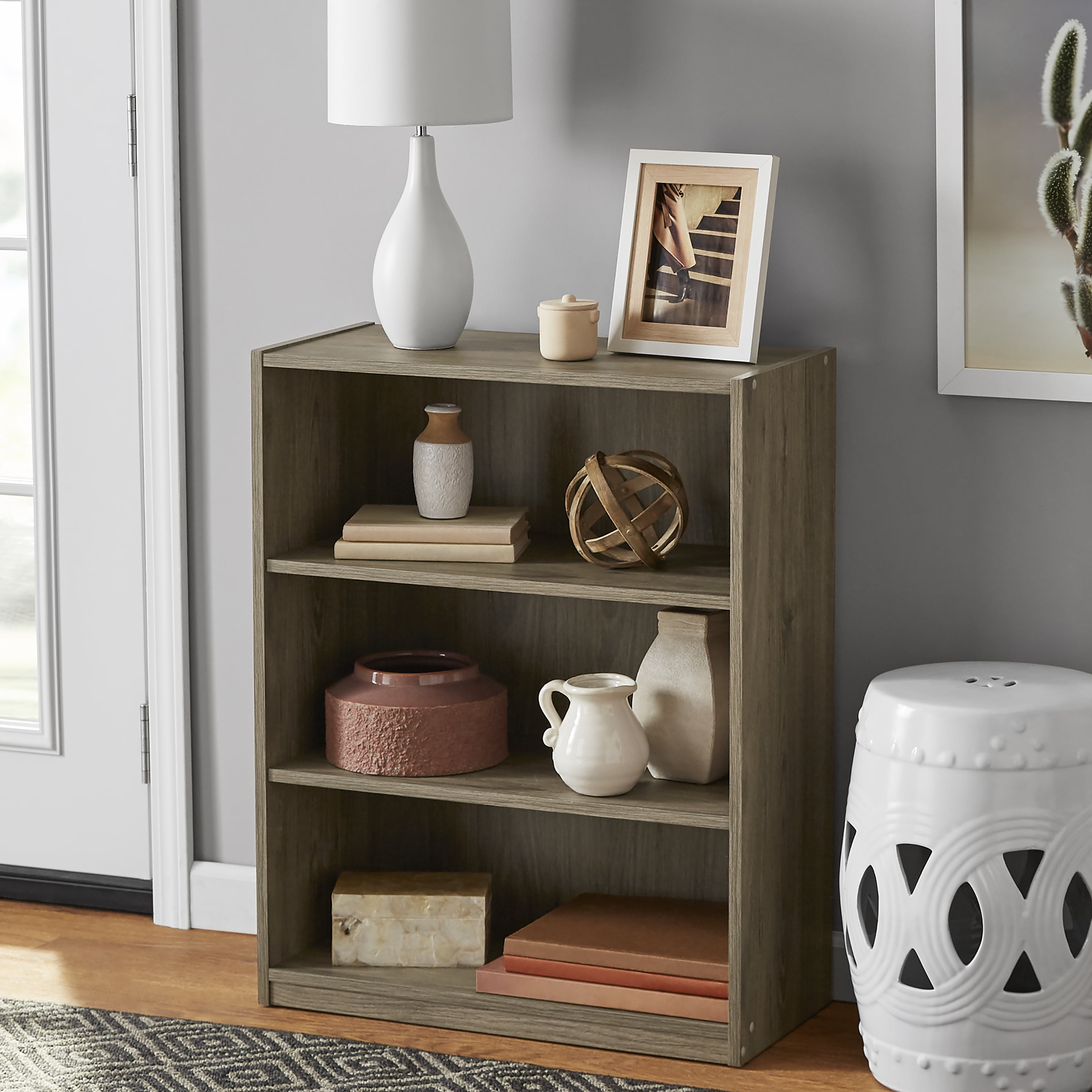 Mainstays 31 3 Shelf Bookcase With, Small Oak Bookcase With Adjustable Shelves