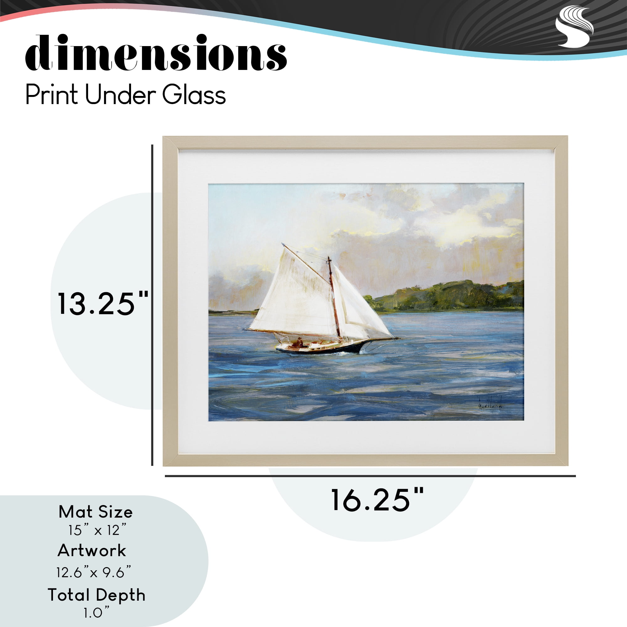 Stupell Industries White Sailboat on Calm Blue Sea Birch Framed Print Under Glass, design by Katie Swatland