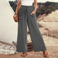 thumbnail image 2 of cFmduc Wide Leg Pants for Women High Wasited Baggy Palazzo Pants Casual Pull On Bell Bottom Smocked Elastic Waist Pants, 2 of 8