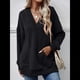thumbnail image 5 of Sudadera con Capucha para Mujer, Cuello en V, para Invierno y Otoño. Negro L, 5 of 8