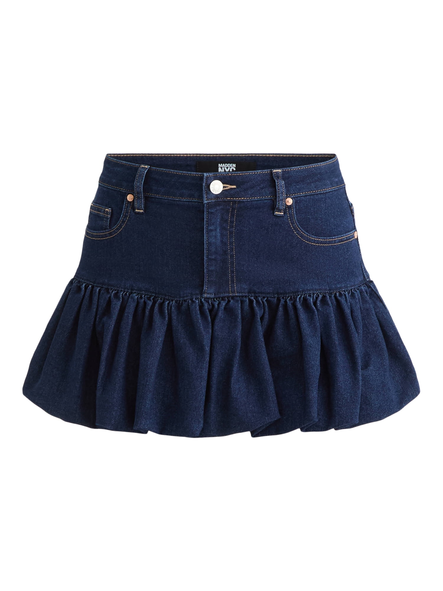 Madden NYC Denim Bubble Skirt,Womens