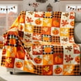 thumbnail image 5 of zuhoeo Halloween Fleece Throw Blanket, Pumpkin, Leaves Fall Plaid Blanket, Soft Fuzzy Plush for Couch Sofa or Bed, Luxury Flannel Lap Blanket, for Kids, Adults, Wife, Self (50" x 60"), 5 of 6