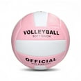 thumbnail image 1 of Volleyball Size 5 LEATHER Soft Indoor Volleyball Sports Training Game Ball Beginners, Young, Adult, Pink/White, 1 of 4